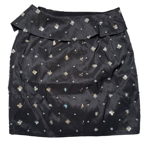 Self-Portrait Elegant Black Skirt with Floral Sequin Accents sz 2 NWT - Picture 7 of 9